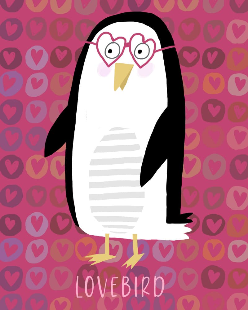 Lovebird Penguin by Carla Daly — canvas wall art