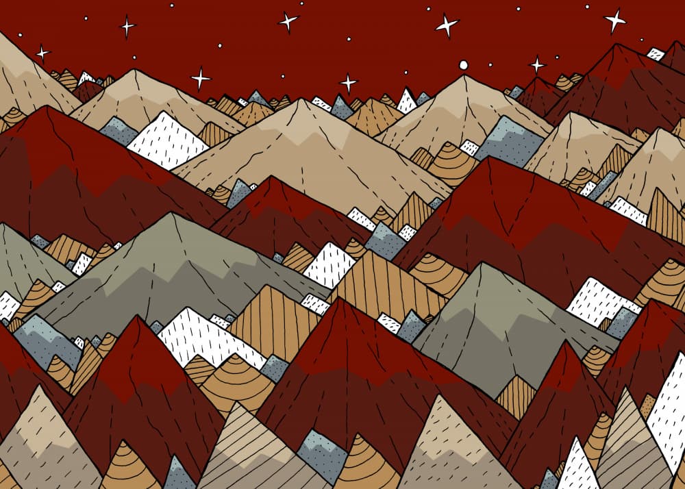 Red Sky Mountain Range by Stephen Wade — canvas wall art