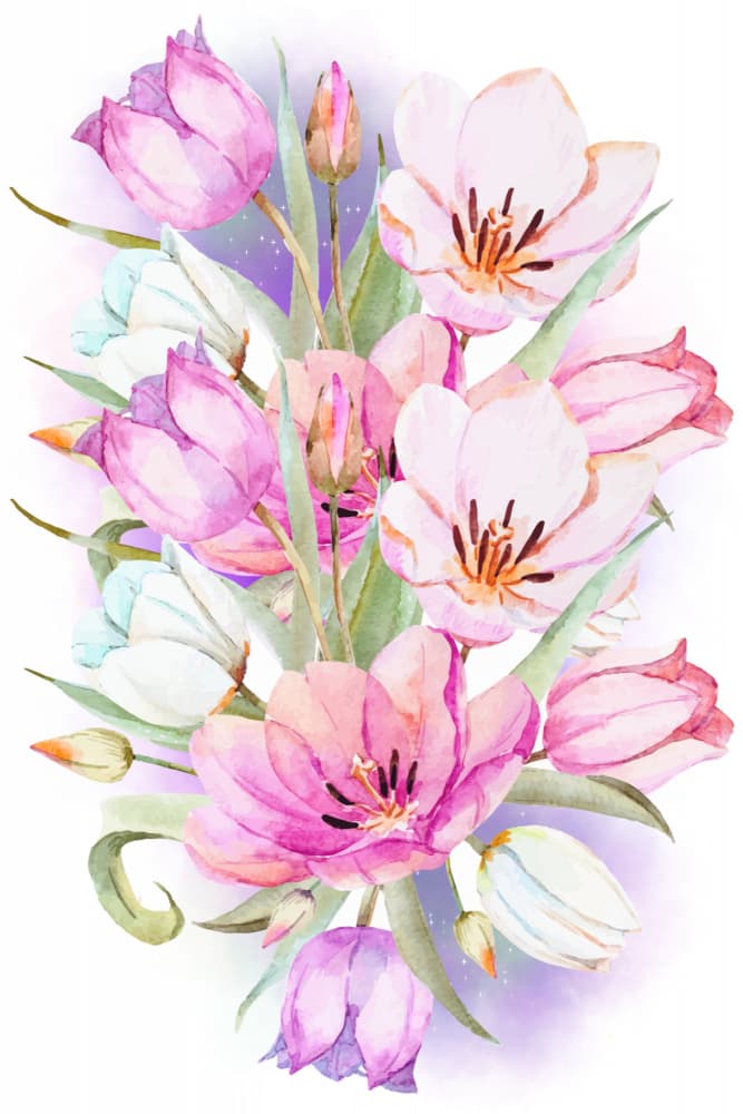 Soft Watercolor Tulips by Hussein Abdel Aal — canvas wall art