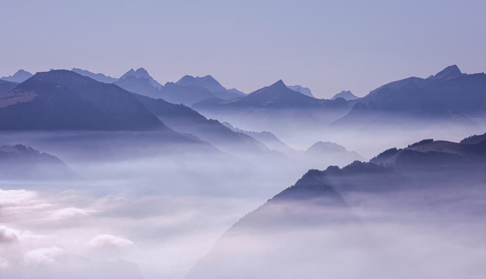 Misty Mountain Serenity by Uschi Hermann — canvas wall art