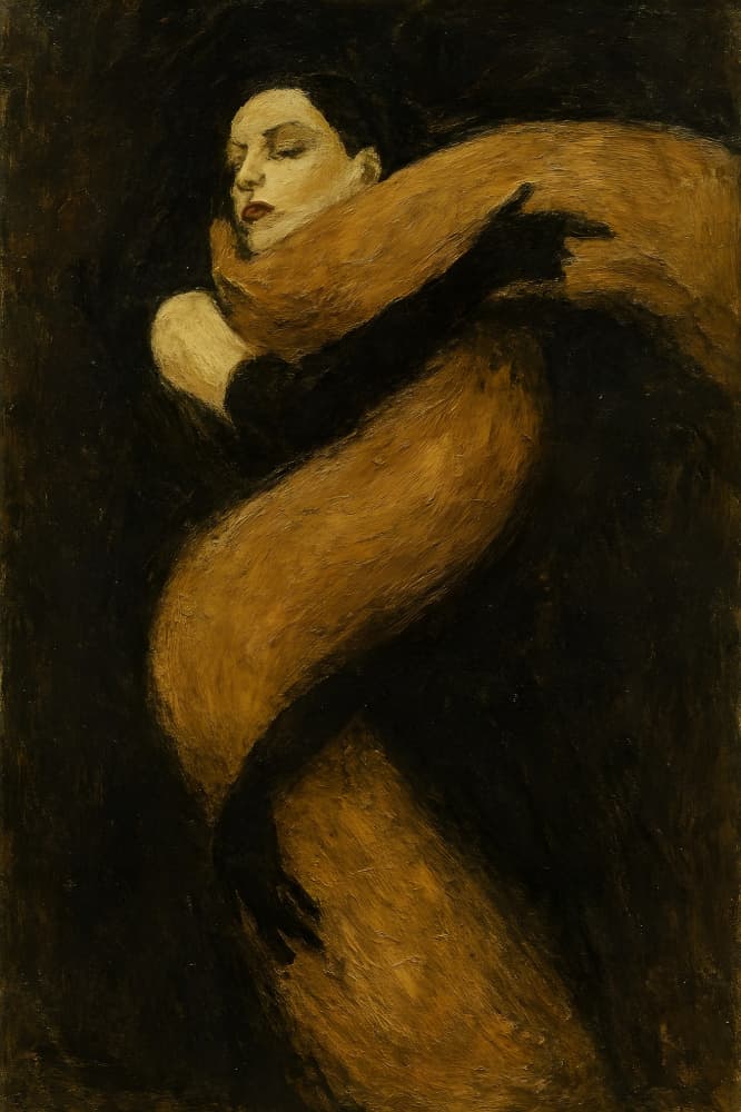 Elegant Woman Golden Fur by HUGO — canvas wall art