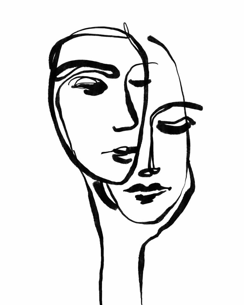 Serene Abstract Faces by CATS AND DOTZ — canvas wall art