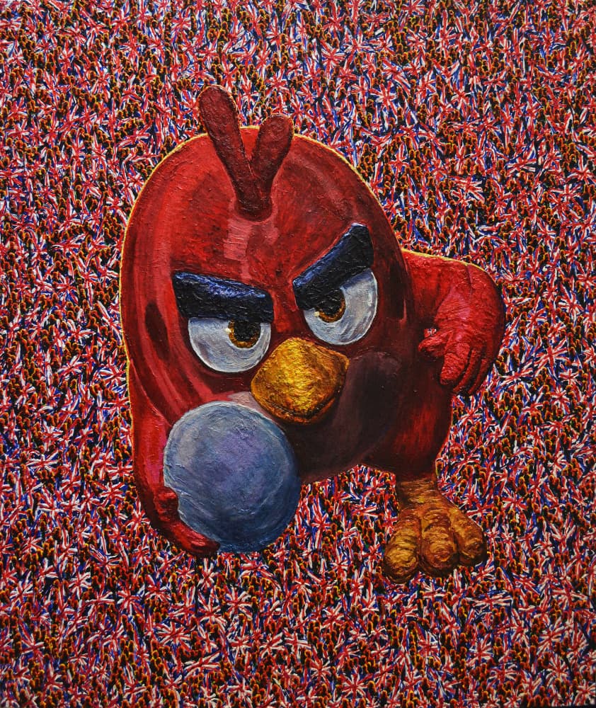 Furious Red Bird Flag Pattern by Anton Terziev — canvas wall art