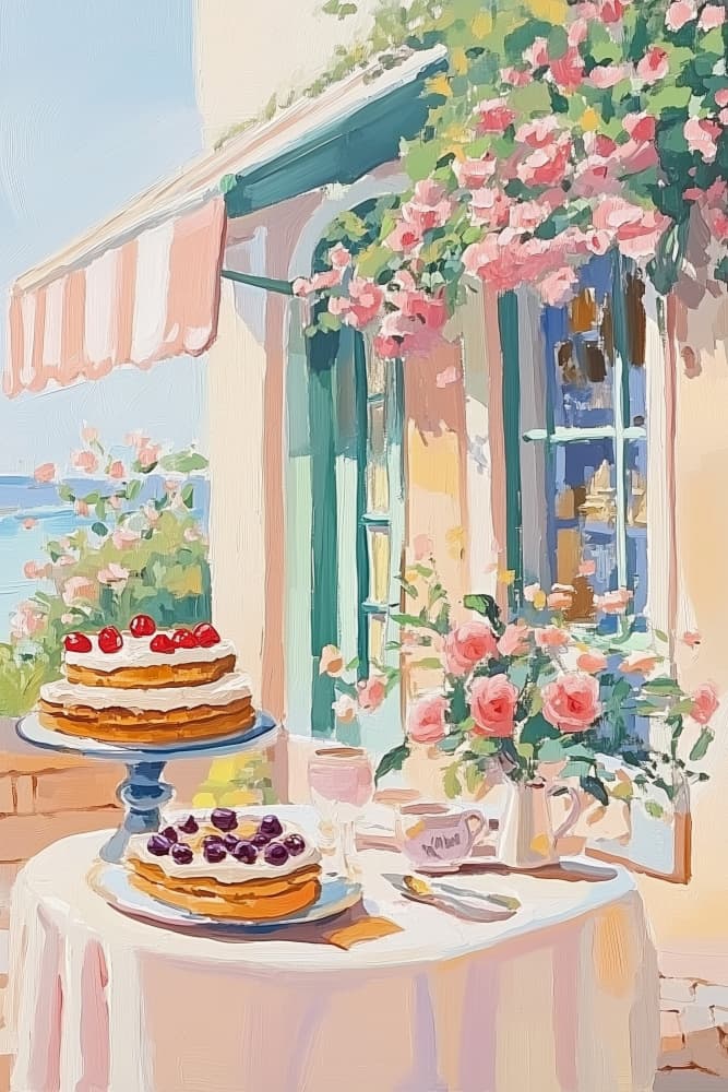 French Dessert Cafe by Melloi Art Prints — canvas wall art