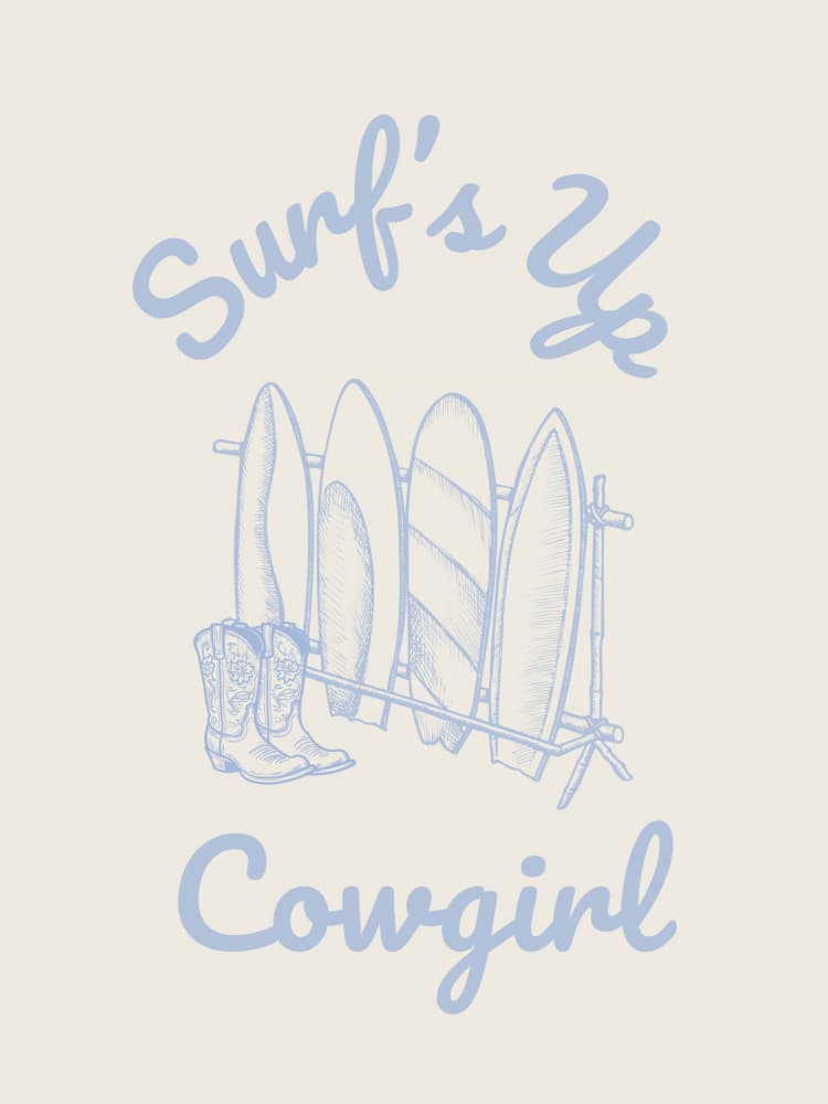 Surfs Up Cowgirl - Parchment by Jolly and Dash — canvas wall art