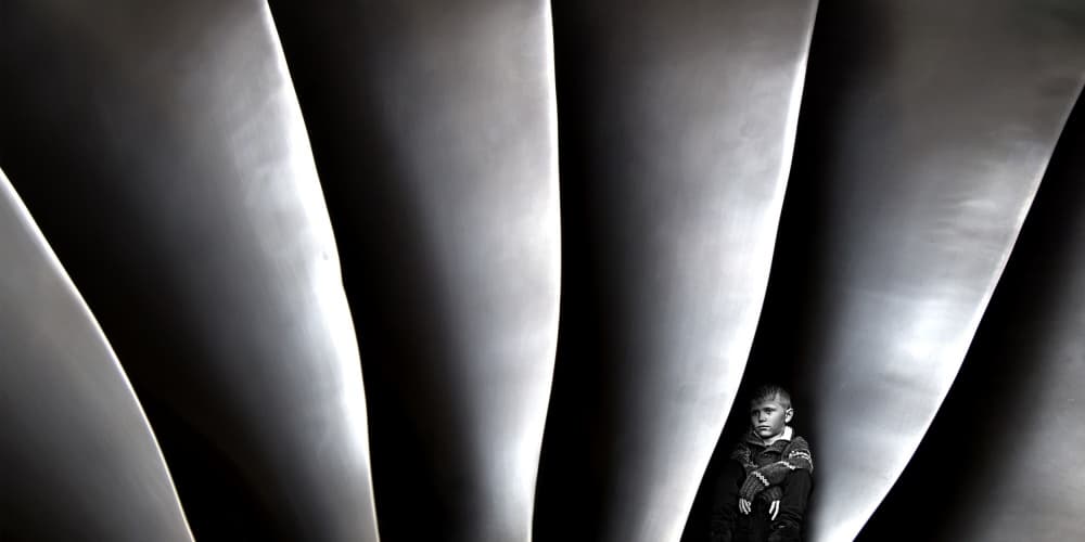 Boy In Abstract Curves by Leif Løndal — canvas wall art