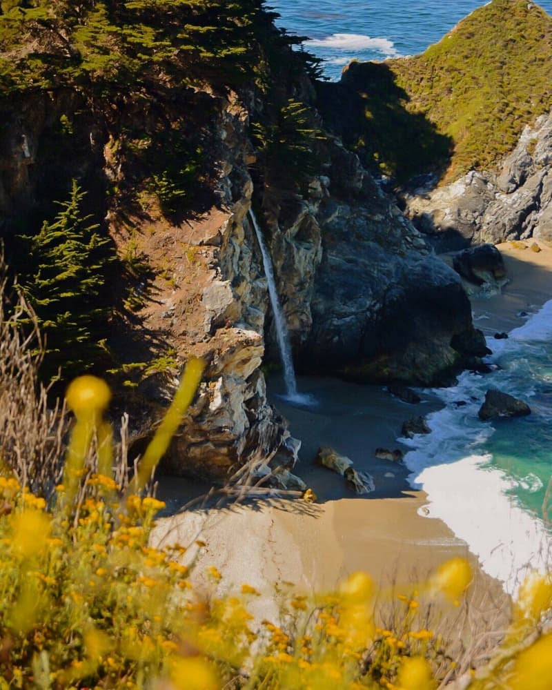 Coastal Waterfall Beach by Del Mundo Imagery — canvas wall art