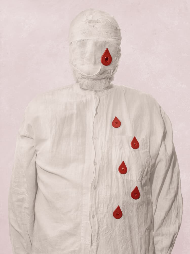 Faceless Figure Red Tears by Petri Damstén — canvas wall art