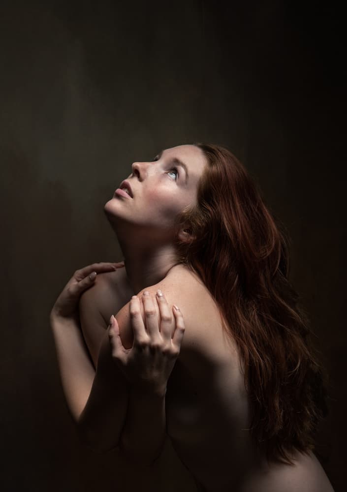 Pensive Redhead Portrait by Luc Stalmans — canvas wall art