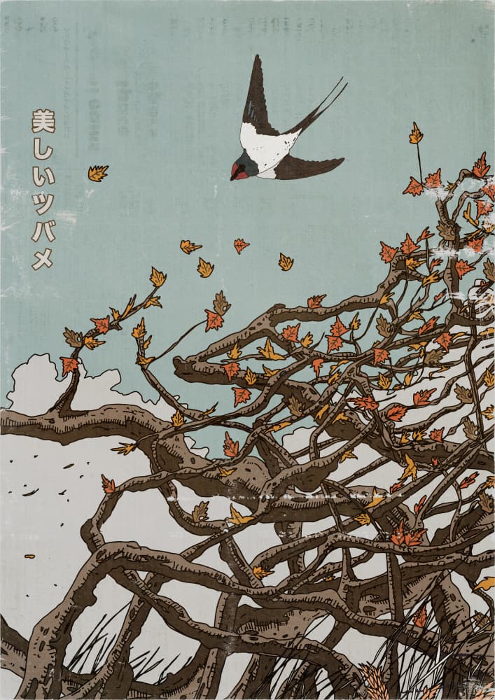 Autumn Swallow Flight by Nicholas — canvas wall art