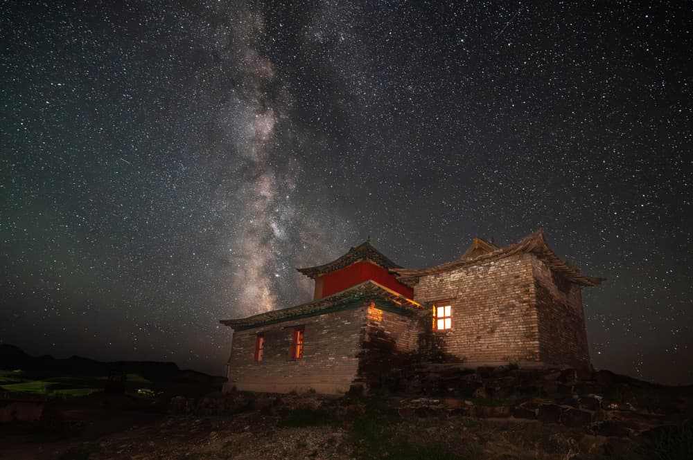 Milky Way Stone Temple by Joško Šimic — canvas wall art