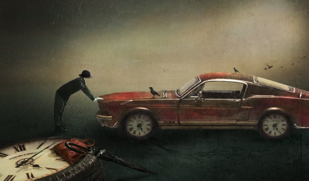 Vintage Car Time by Biao Huang — canvas wall art