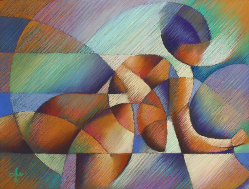 Dynamic Cycling Figure by Corné Akkers — canvas wall art