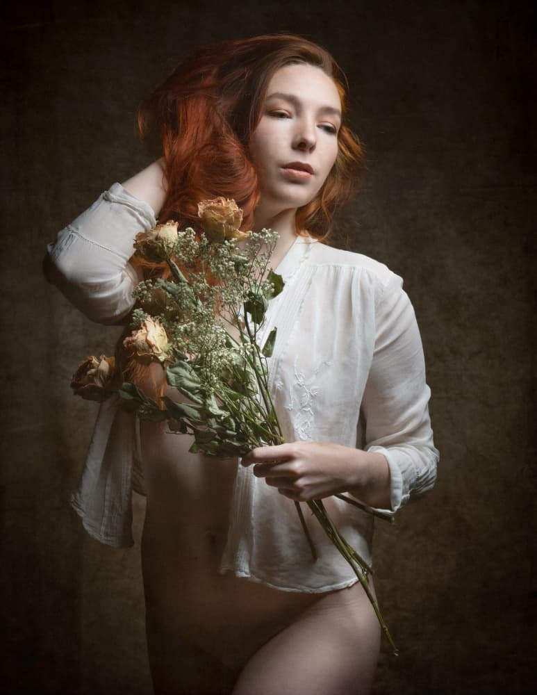 Redhead and Dried Flowers by Christian Kurz — canvas wall art
