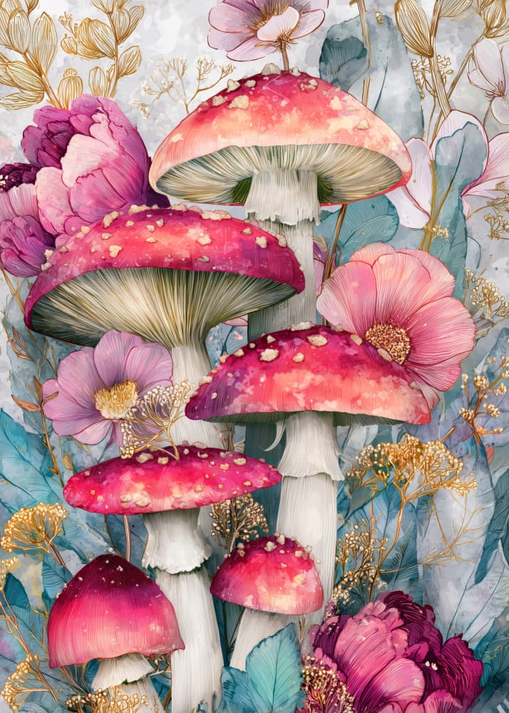 Enchanted Forest Mushrooms by Justyna Jaszke — canvas wall art