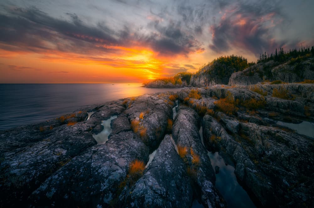 Vibrant Coastal Sunset by Ben.C.L — canvas wall art