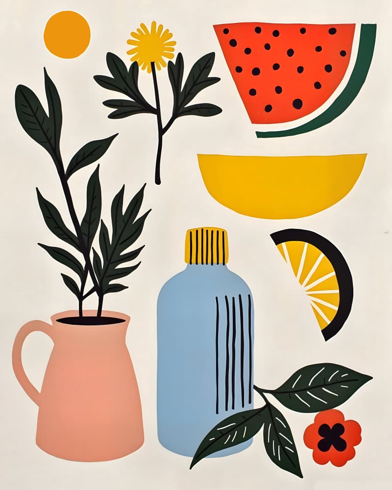Bright Summer Still Life by Uma Gokhale — canvas wall art