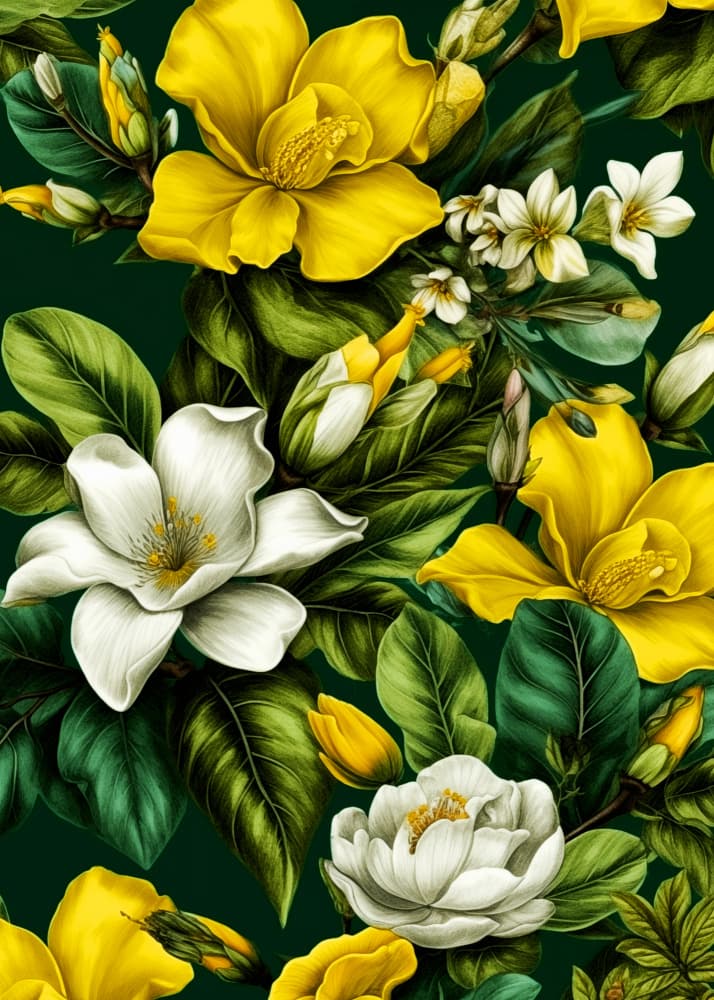Lush Tropical Blooms by Justyna Jaszke — canvas wall art