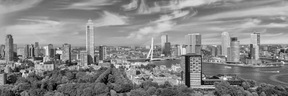 Modern City Skyline Panorama by Melanie Viola — canvas wall art