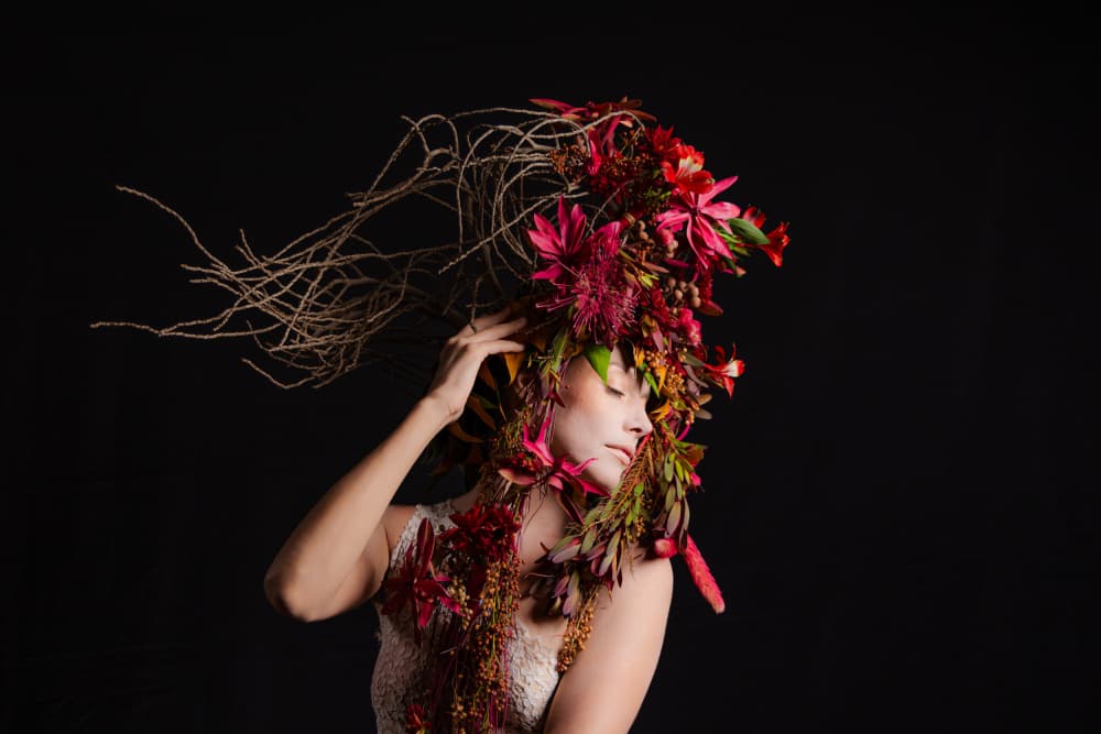 Floral Crown Portrait by Gila Koller — canvas wall art
