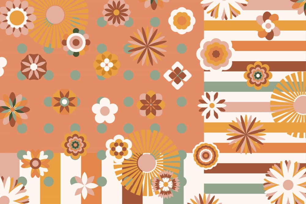 Retro Floral Patterns by Sue Skellern — canvas wall art