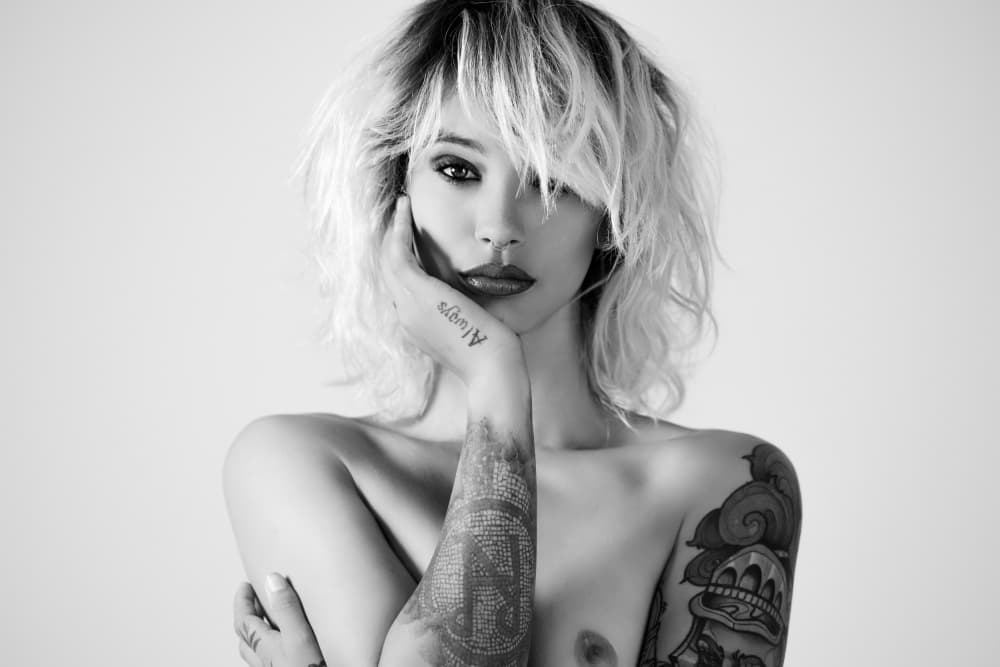 Tattooed Blonde Portrait by Rafael L. Bardají — canvas wall art