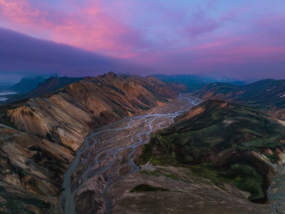 Purple Sky Mountain River by Chao Feng 天馬 — canvas wall art