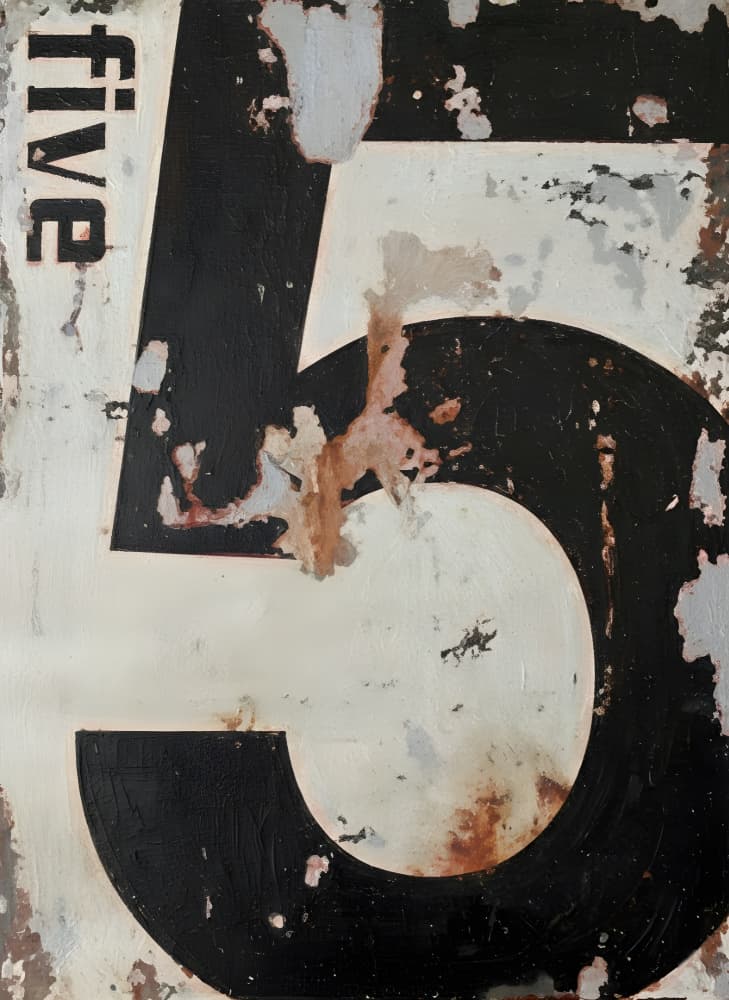 Distressed Number Five by HUGO — canvas wall art