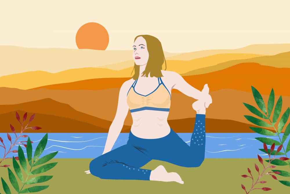 Sunset Yoga Pose by Vesuvik Designs — canvas wall art