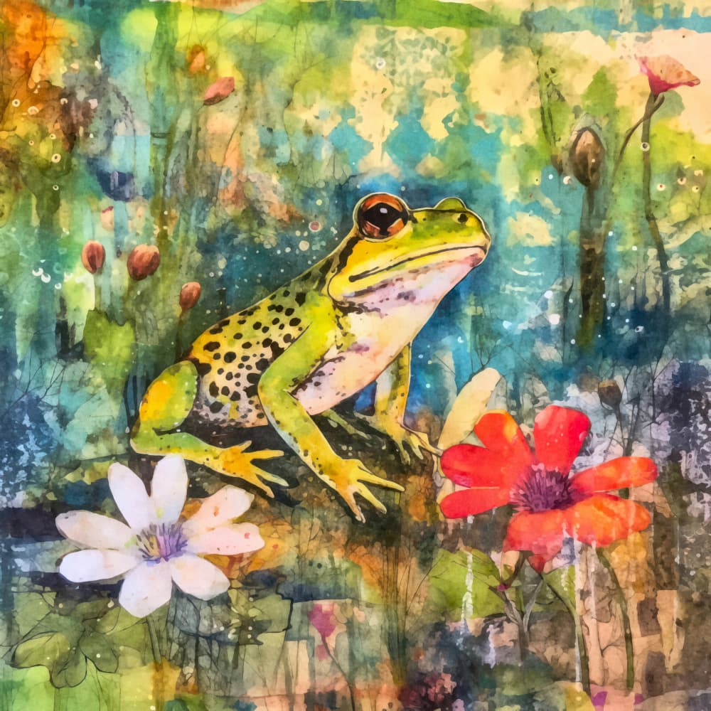 Vibrant Pond Frog by Andrea Haase — canvas wall art