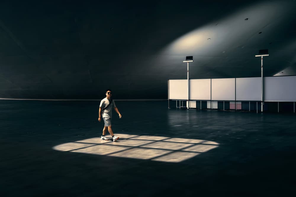Solitary Man Geometric Light by MingLun Tsai (蔡明倫) — canvas wall art