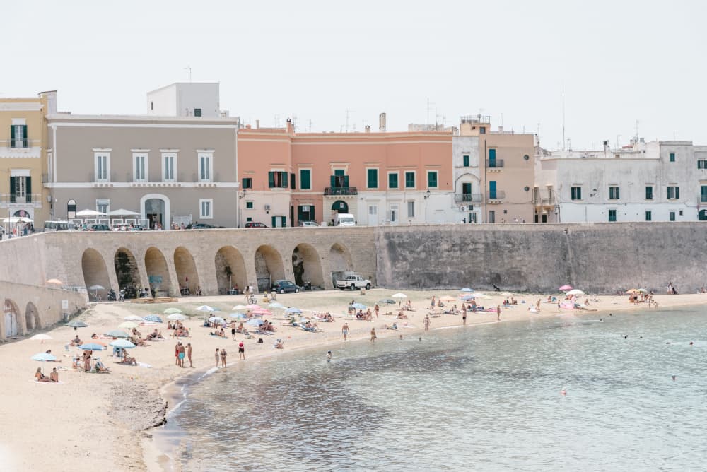Sunny Mediterranean Beach Town by Photolovers — canvas wall art