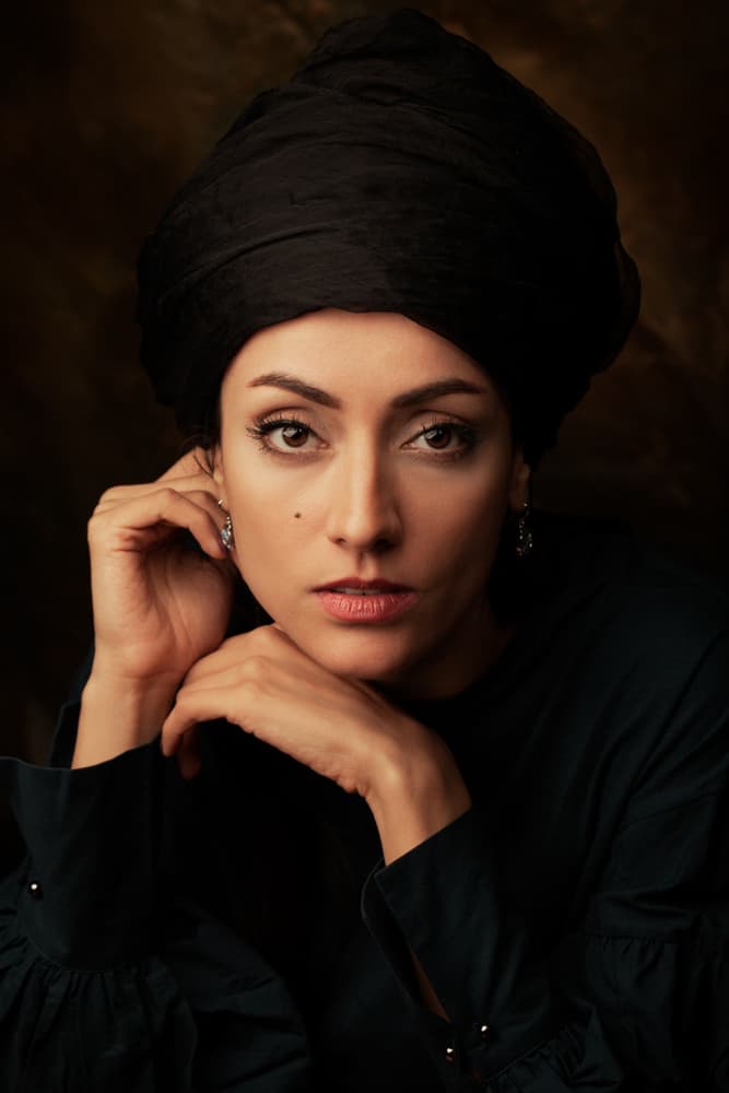 Elegant Turban Portrait by Mehdi Mokhtari — canvas wall art