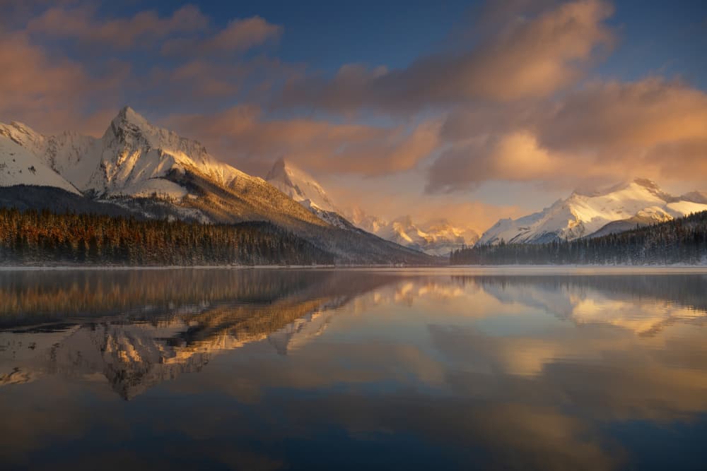 Golden Mountain Lake Sunrise by David Martin Castan — canvas wall art