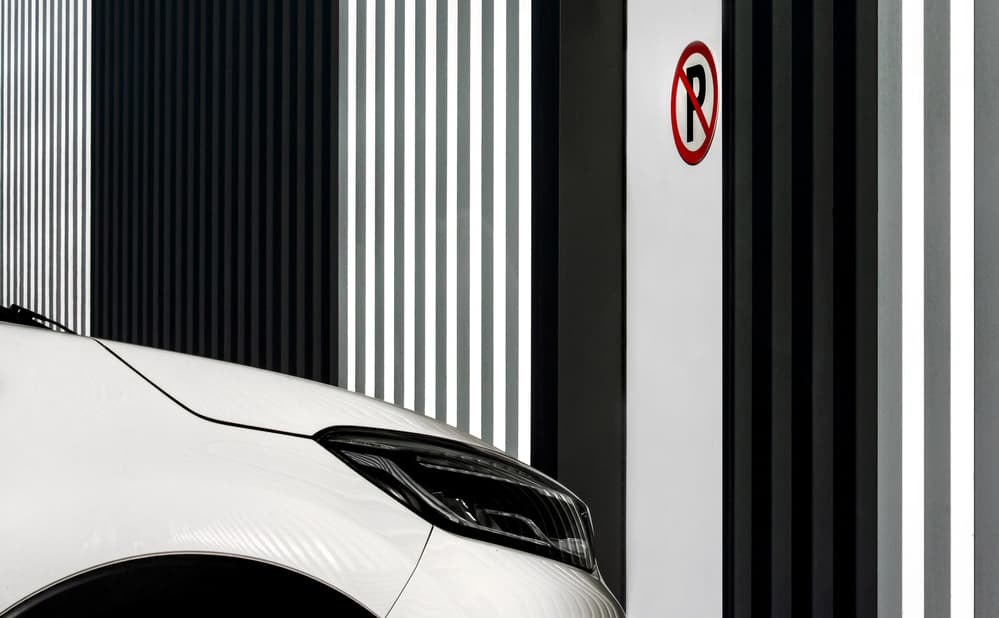 White Car Graphic Stripes by Lus Joosten — canvas wall art