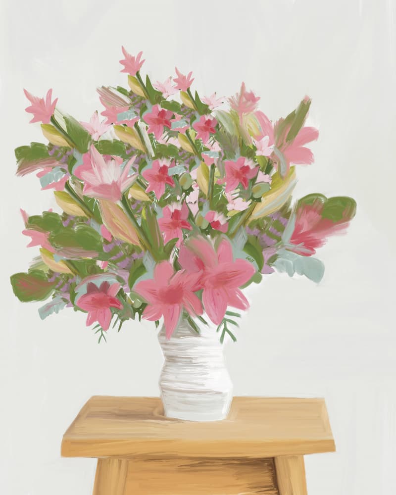 Painterly Pink Flowers by GIovanna Gil Alves — canvas wall art