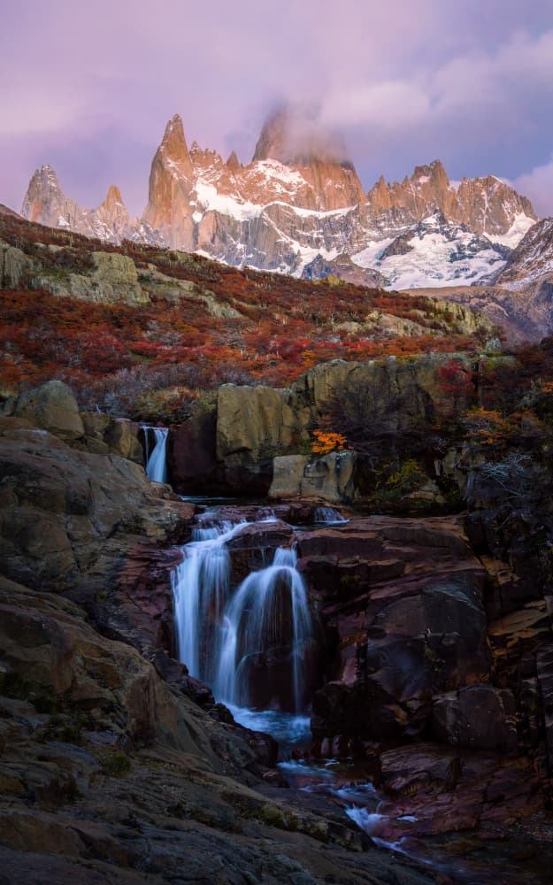 Patagonia Autumn Falls by John J. Chen — canvas wall art