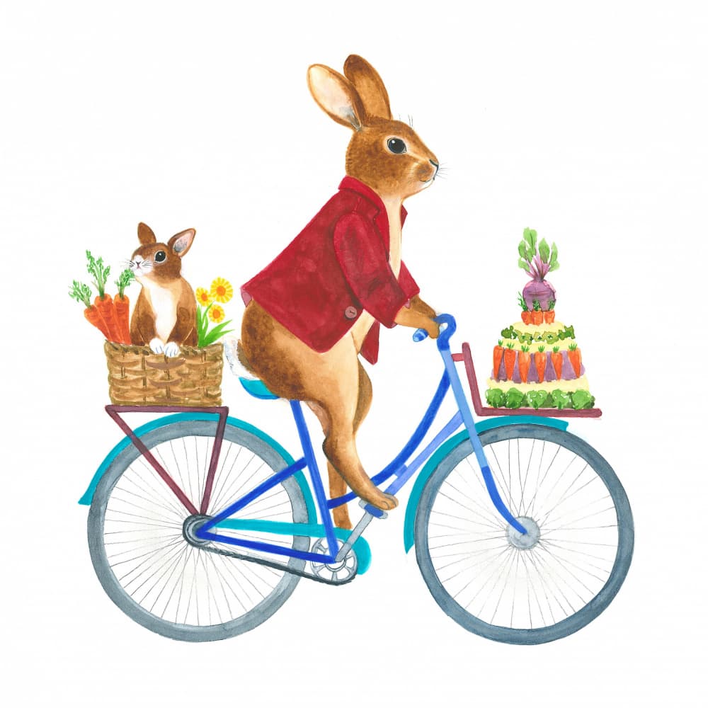 Birthday Bunnies and Cake by Isabelle Brent — canvas wall art