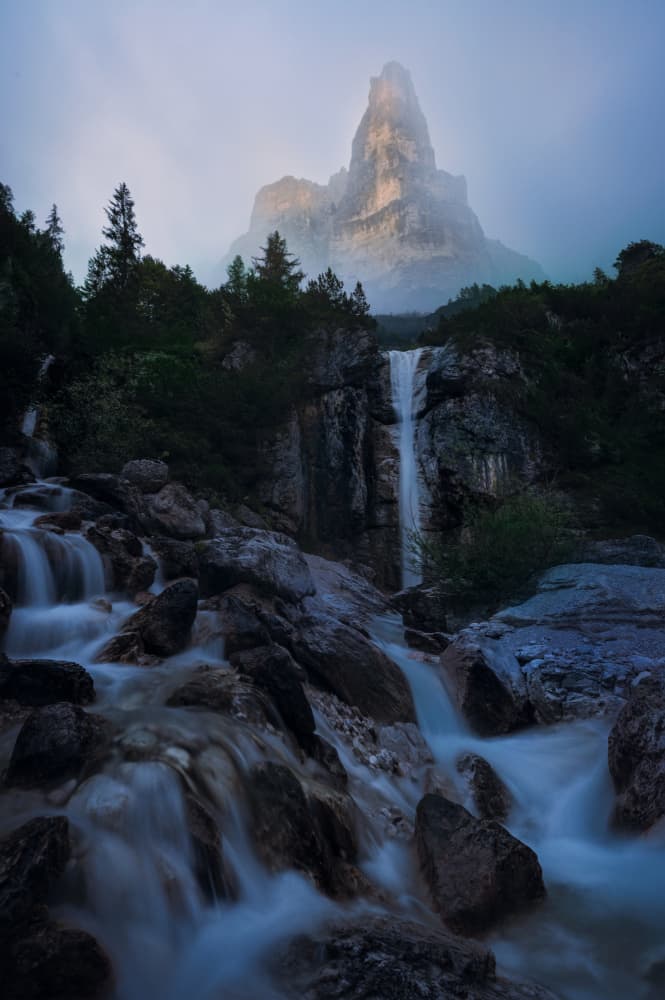 Misty Mountain Waterfall by David Martin Castan — canvas wall art