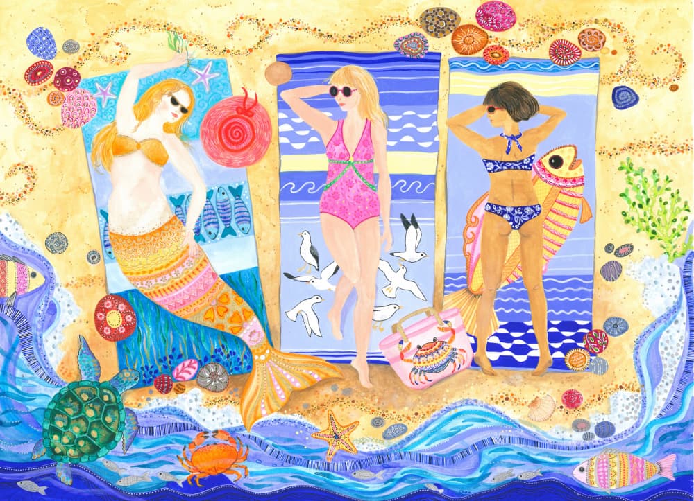 Colorful Beach Scene by Isabelle Brent — canvas wall art