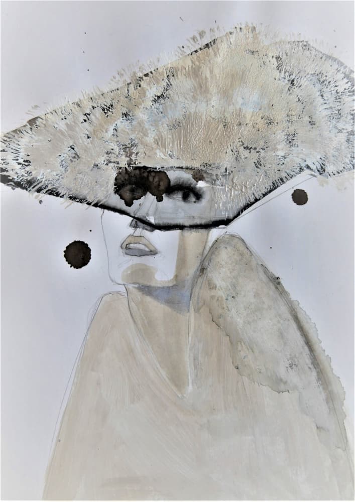 Mysterious Hat Portrait by Doris Schmitz — canvas wall art