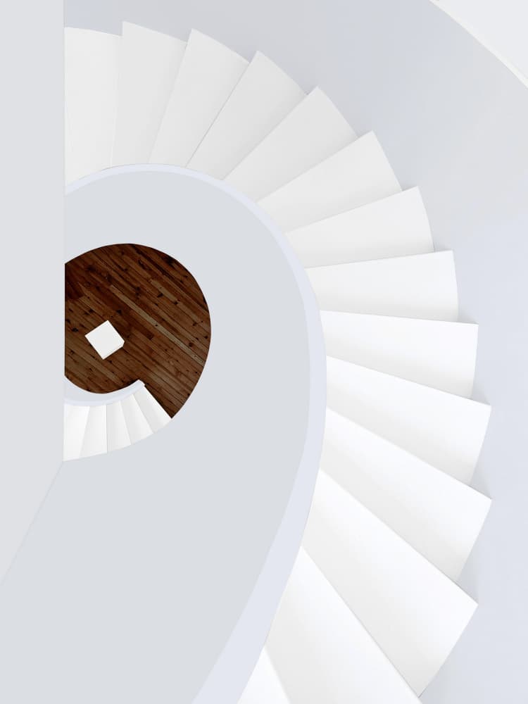 Elegant White Spiral Stairs by Jorge Pimenta — canvas wall art