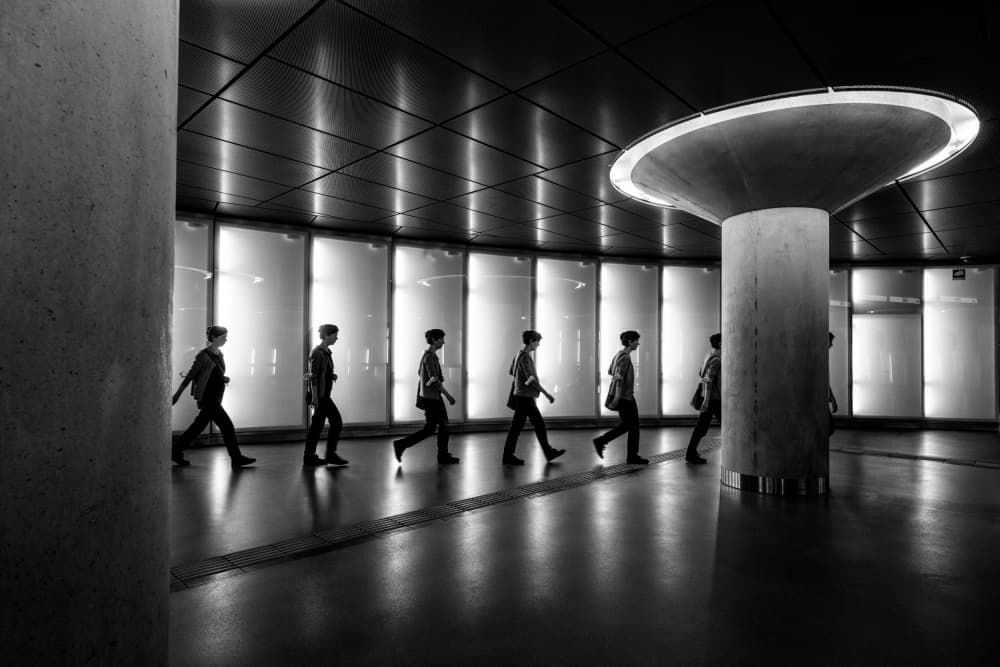 Monochrome Urban Flow by Adam Dauria ☂ — canvas wall art