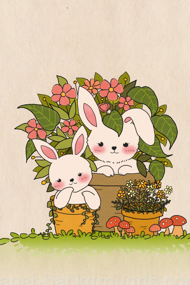 Bunnies In Bloom by Xuan Thai — canvas wall art