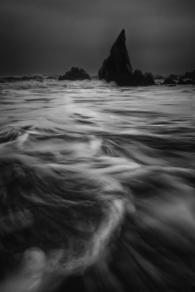 Dark Coastal Flow by Dennis Zhang — canvas wall art
