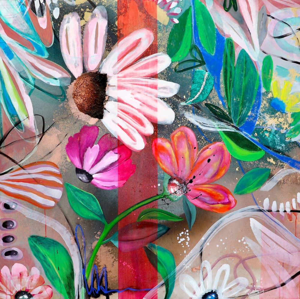Vibrant Abstract Blooms by POOVI ART — canvas wall art