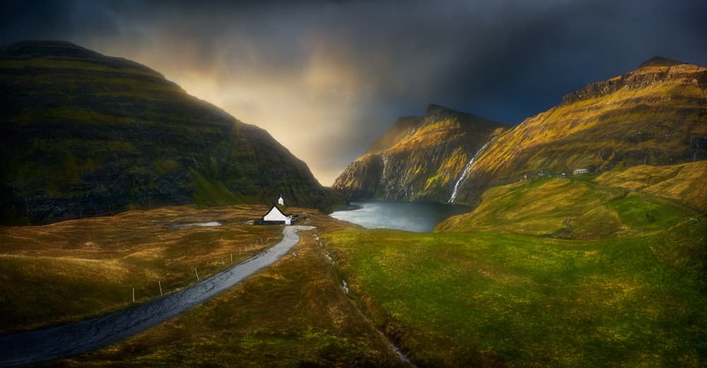 Moody Valley Chapel by Krzysztof Browko — canvas wall art