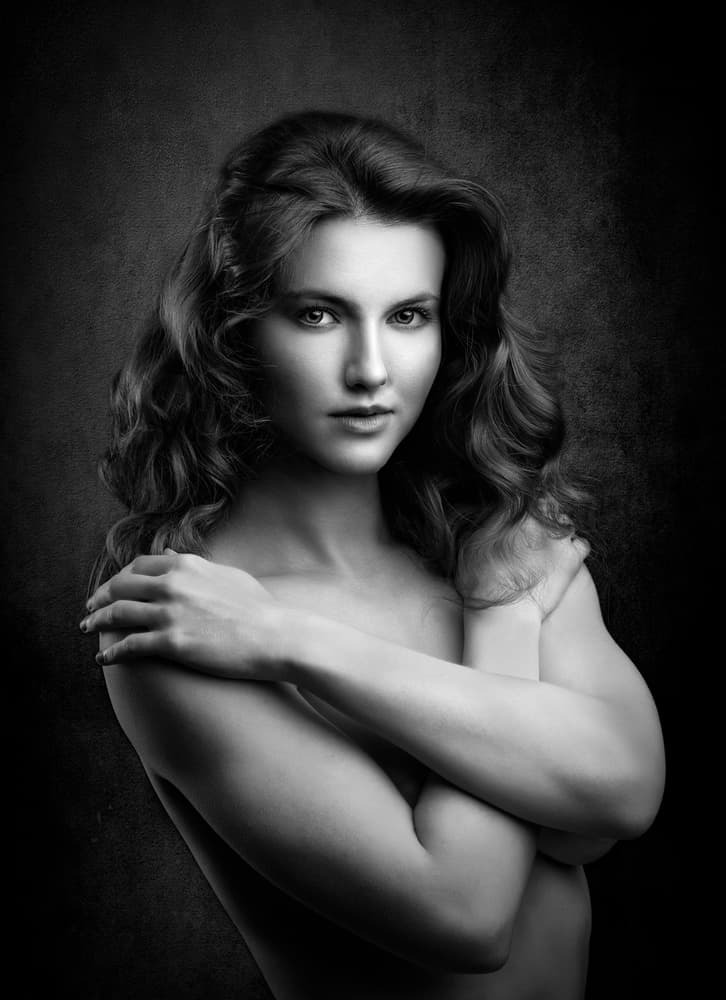 Elegant Female Portrait by Luc Stalmans — canvas wall art