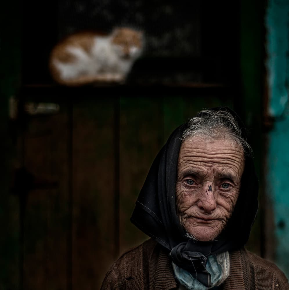 Elderly Woman And Cat by Ovi D. Pop — canvas wall art