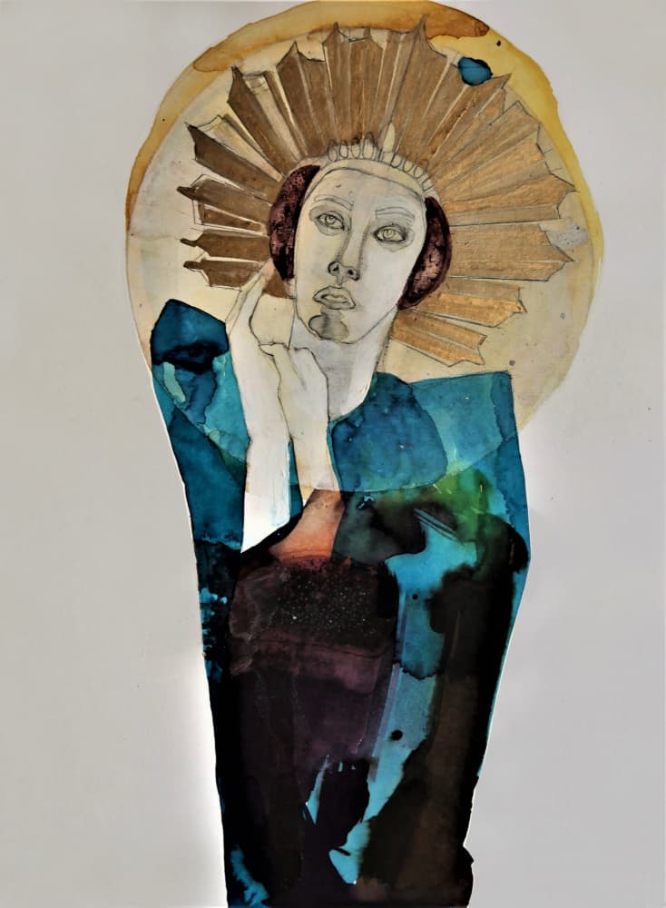 Regal Woman Golden Halo by Doris Schmitz — canvas wall art